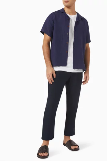 بنطال بحزام خصر مطاطي كتان