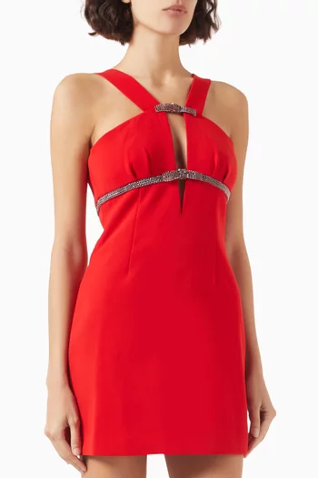 Embellished Sleeveless Mini Dress in Crepe