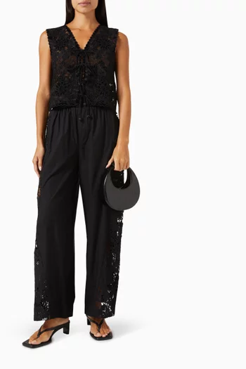 Sabine Lace-trim Pants in Cotton