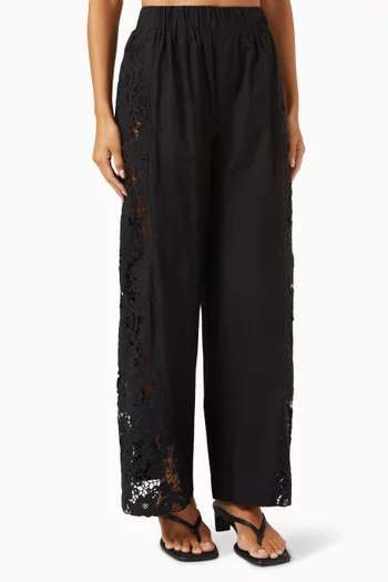 Sabine Lace-trim Pants in Cotton