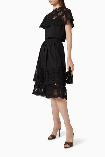 Drea Embroidered Skirt in Cotton