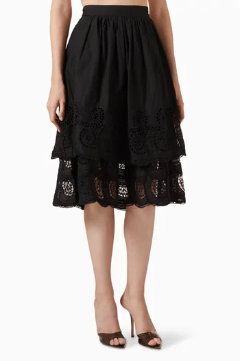 Drea Embroidered Skirt in Cotton