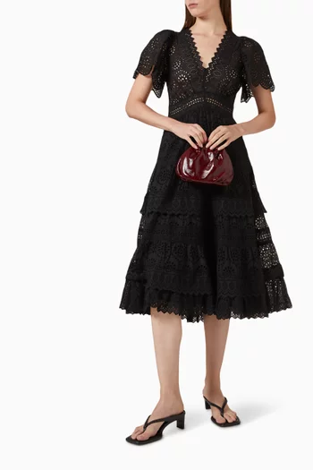 Lainey Lace Midi Dress in Cotton Blend