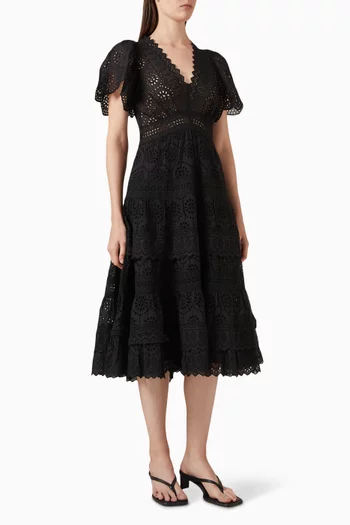 Lainey Lace Midi Dress in Cotton Blend