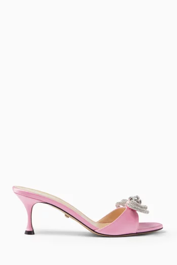 Double Bow 65 Mule Sandals in Satin