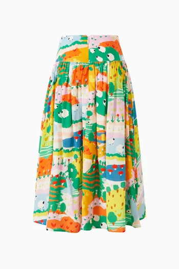Garden Midi Skirt in Viscose-blend