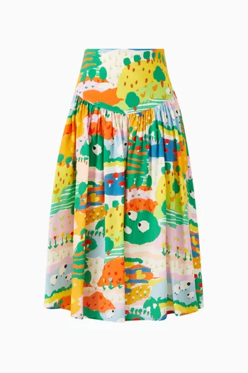 Garden Midi Skirt in Viscose-blend