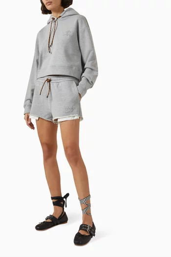 Frayed Drawstring Shorts in Cotton-jersey