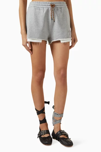Frayed Drawstring Shorts in Cotton-jersey