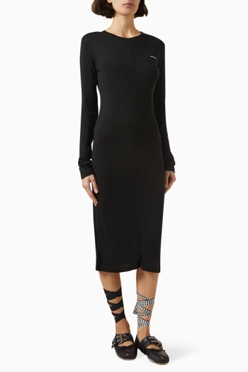 Logo Long-sleeve Midi Dress