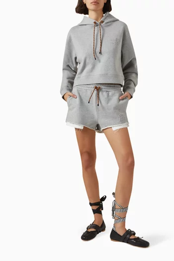 Logo-patch Cropped Hoodie in Jersey