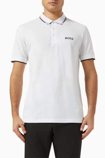 Contrast Logo Polo Shirt in Cotton-blend