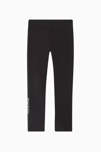 Rhinestone-embellished Logo Leggings in Cotton