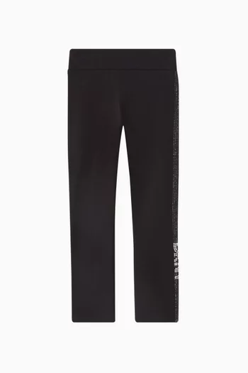 Rhinestone-embellished Logo Leggings in Cotton