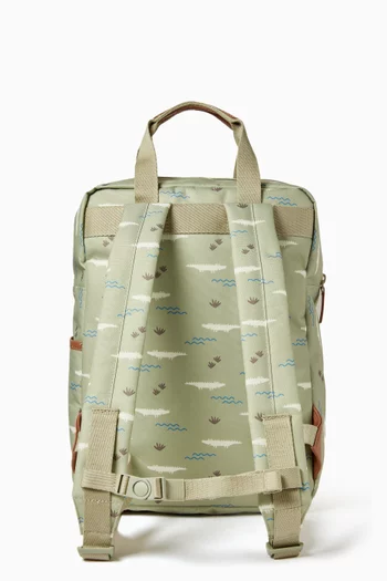 Large All-over Crocodile Print Backpack in Recycled Fabric