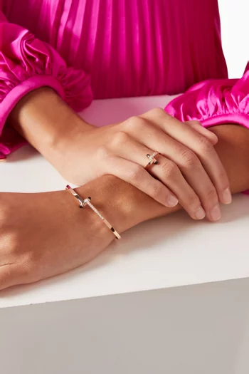 Crossroads Diamond Enamel Bangle in 18kt Rose Gold