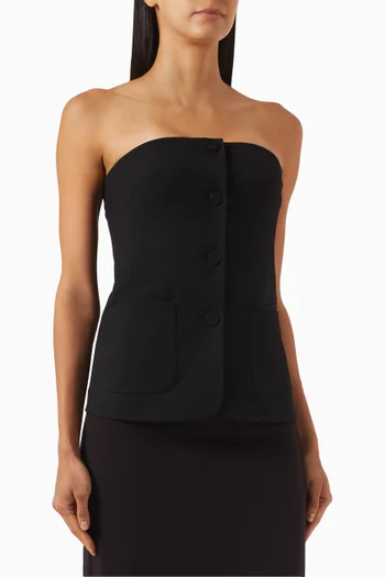Brigade Strapless Top in Stretch Twill
