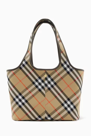 Small Check Tote Bag in Cotton Twill