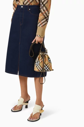 Mini Check Bucket Bag in Cotton Twill