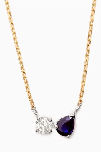 Duo Sapphire & Diamond Necklace in 18kt Gold
