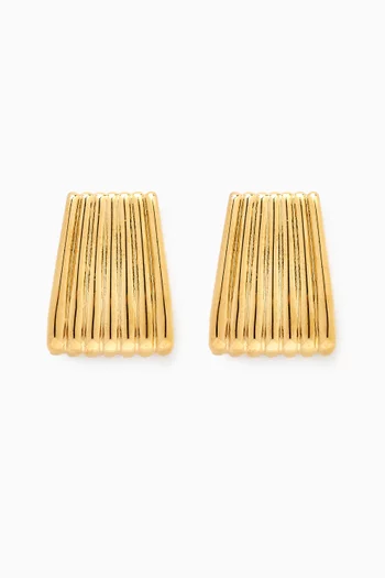 Ribbed Earrings in Gold-plated Metal