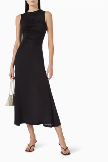 Livia Ruched Midi Dress in Jersey