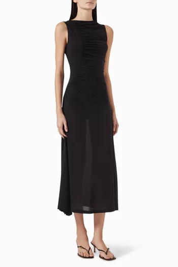 Livia Ruched Midi Dress in Jersey