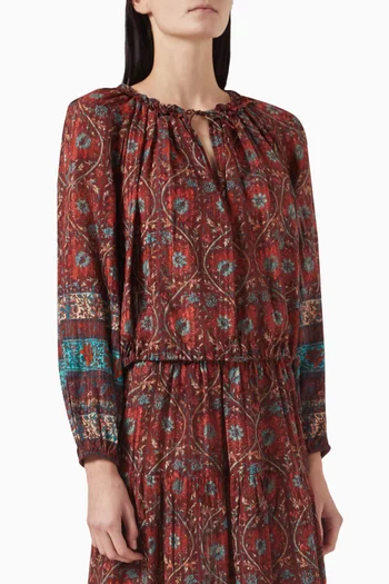 Silva Floral-print Blouse in Cotton Blend