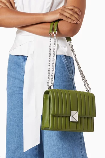 Deco Chain Shoulder Bag in Quilted Leather