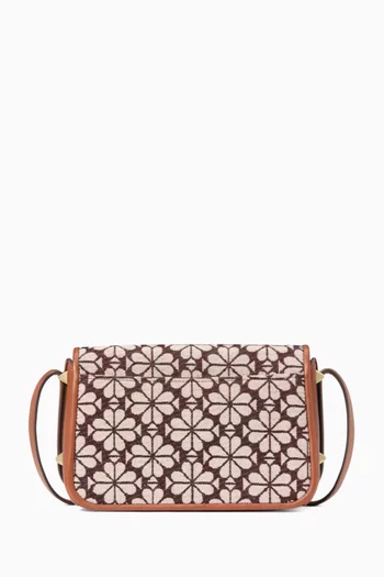 Small Spade Flower Flap Crossbody Bag in Jacquard