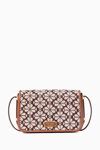 Small Spade Flower Flap Crossbody Bag in Jacquard