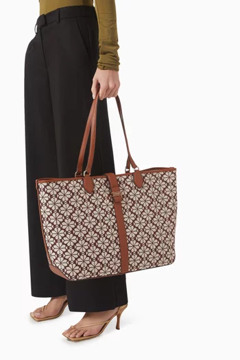 Large Spade Flower Open Tote Bag in Jacquard