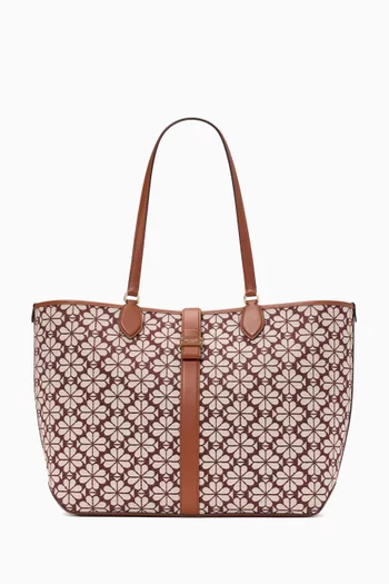 Large Spade Flower Open Tote Bag in Jacquard