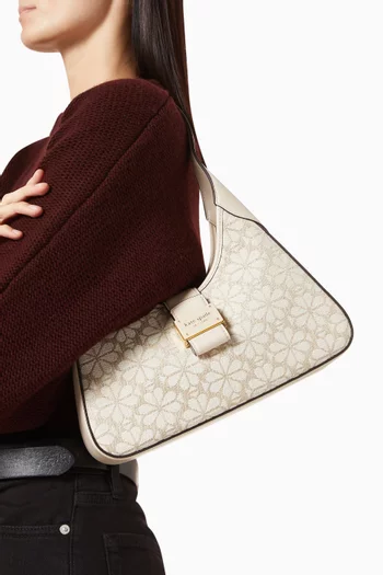 Small Spade Flower Nouveau Shoulder Bag in Jacquard