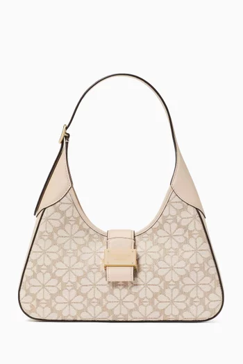 Small Spade Flower Nouveau Shoulder Bag in Jacquard