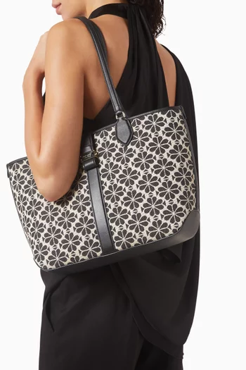 Medium Spade Flower Open Tote Bag in Jacquard