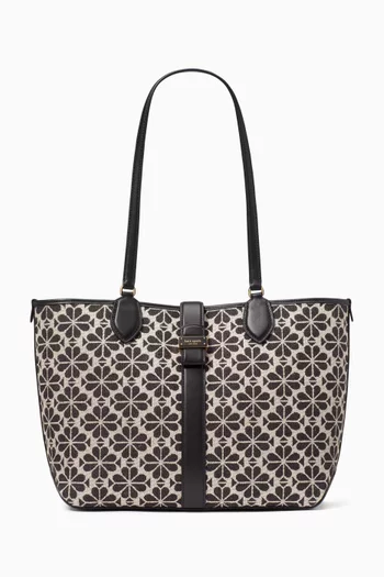 Medium Spade Flower Open Tote Bag in Jacquard