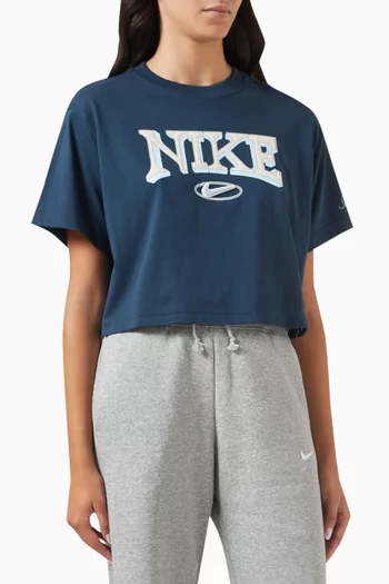Logo Cropped T-shirt in Cotton