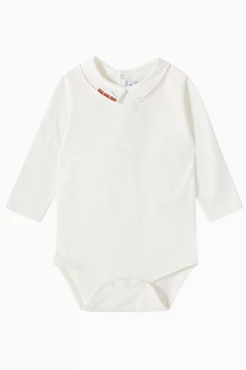 Logo-embroidered Bodysuit in Cotton