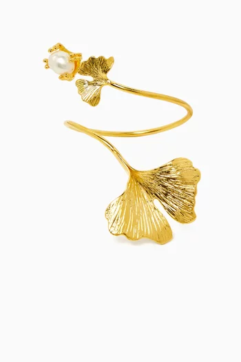 Twisted Flora Pearl Bracelet in 24kt Gold-plated Brass