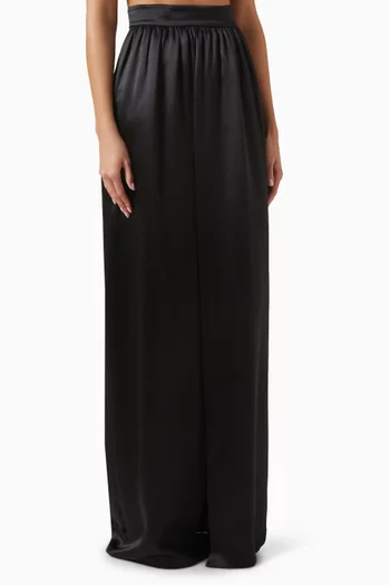 High-rise Maxi Skirt in Silk Satin