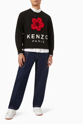 سترة مزينة بزهرة بوكي صوف