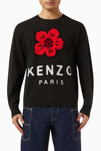 سترة مزينة بزهرة بوكي صوف