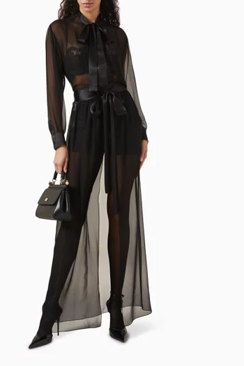 Belted Maxi Skirt in Silk Chiffon
