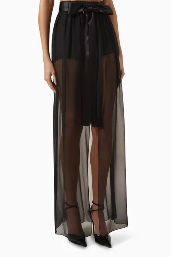 Belted Maxi Skirt in Silk Chiffon