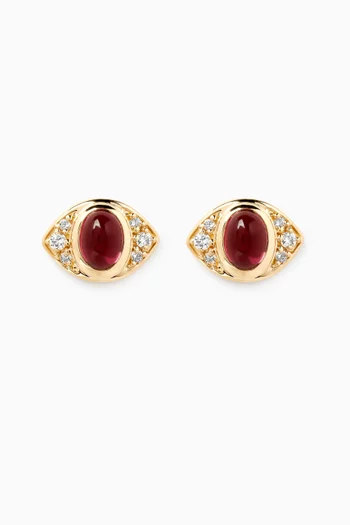 Bijoux Tourmaline & Diamond Stud Earrings in 10kt Gold