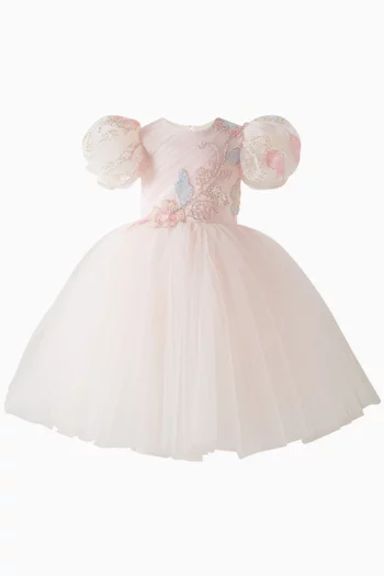 Floral Dress in Layered Tulle