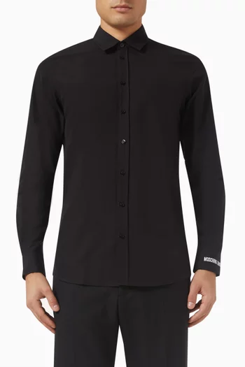 Upside-down Logo-embroidered Shirt in Cotton-poplin
