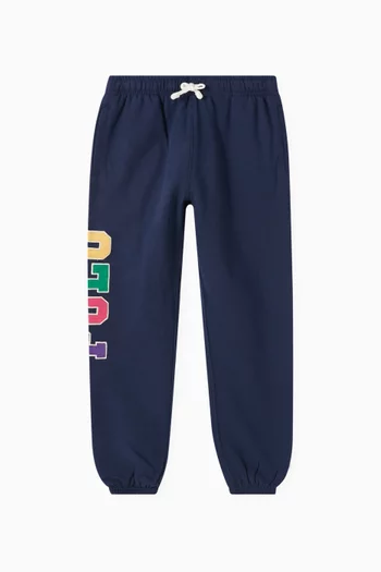 Buy Polo Ralph Lauren Blue Logo embroidered Sweatpants in Fleece For Girls Online Ounass Oman