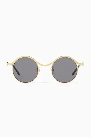 Ollie Round Sunglasses in Metal